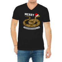 Holiday Merry Hissmas Christmas Santa Hat Copperhead Snake T Shirt V-neck Tee | Artistshot