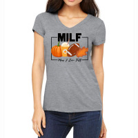 Womens Funny Milf Man I Love Fall Autumn Seasons Lover Fall Vibes T Sh Women's V-neck T-shirt | Artistshot