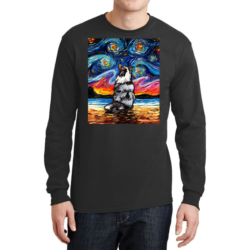 Merle Shetland Sheepdog Sheltie Starry Night By Aja Long Sleeve Shirts by vucongha | Artistshot