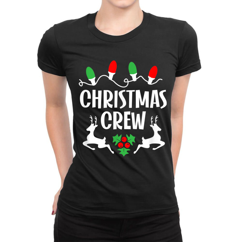 Cute Family Christmas Crew Matching Pajama Gift Lights T Shirt Ladies Fitted T-Shirt by cm-arts | Artistshot