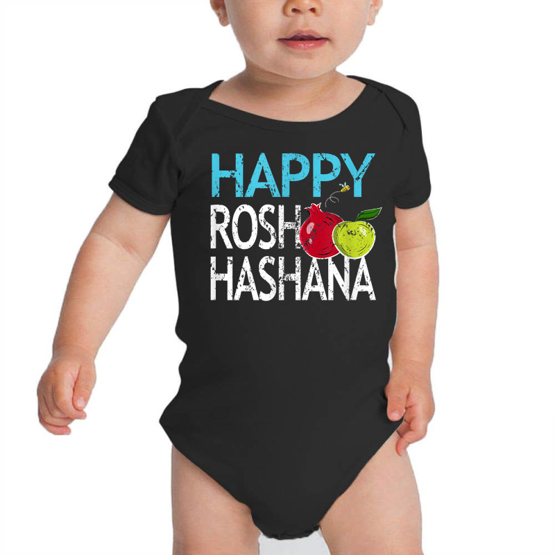 Shana Tova Gift Jewish Happy Rosh Hashanah Holiday Vintage T Shirt Baby Bodysuit | Artistshot