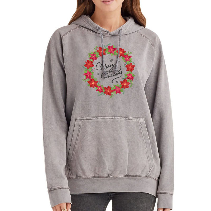 Merry Christmas Poinsettia Garland Plant Flower Decoration Sweatshirt Vintage Hoodie | Artistshot