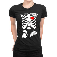 Mens Skeleton Maternity Pizza & Beer Black Ladies Fitted T-shirt | Artistshot