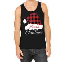 Merry Christmas Red Buffalo Plaid Santa Hat Long Sleeve T Shirt Tank Top | Artistshot