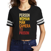 Womens Person Woman Man Camera Tv Prison Haha Funny Anit Trump Scorecard Crop Tee | Artistshot