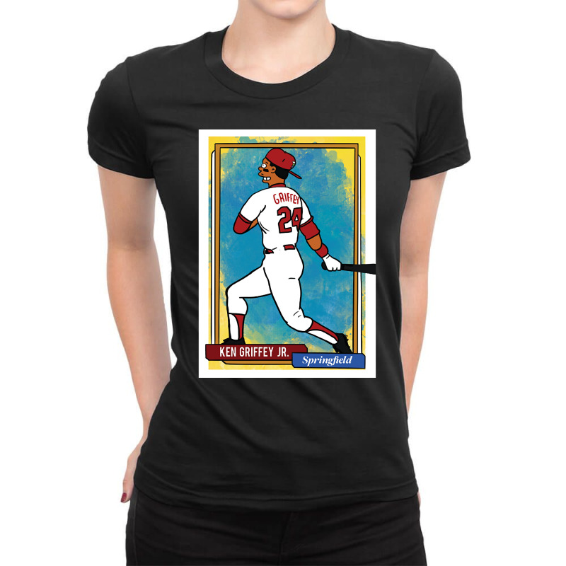 Ken Griffey Jr. Homer At The Bat Simpsons Parody Springfield Baseball Ladies Fitted T-Shirt by Kanjolen689 | Artistshot