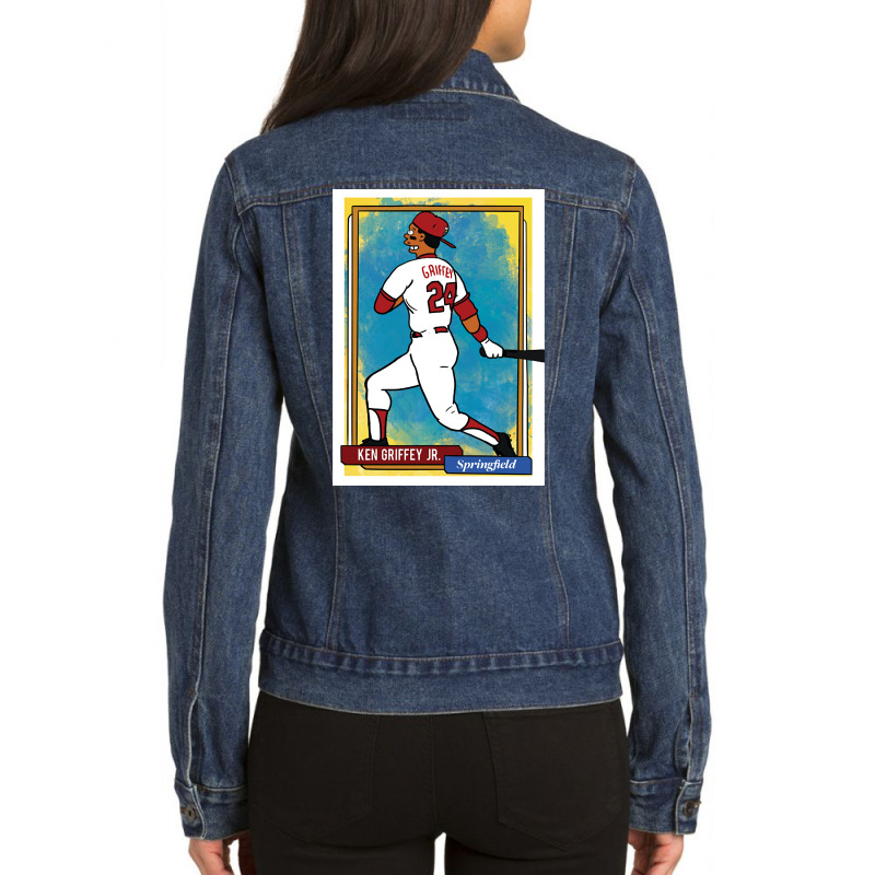 Ken Griffey Jr. Homer At The Bat Simpsons Parody Springfield Baseball Ladies Denim Jacket by Kanjolen689 | Artistshot