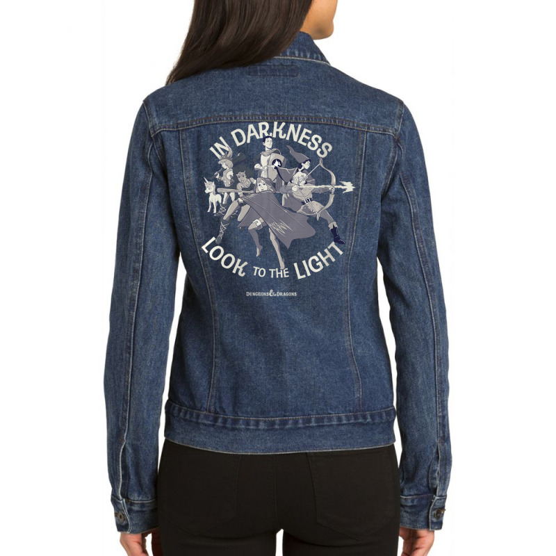 Womens Dungeons & Dragons In Darkness Look To The Light V-neck Ladies Denim Jacket by hotoancuong | Artistshot