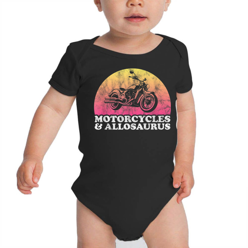 Motorcycle And Dinosaur Motorcycles And Allosaurus Baby Bodysuit | Artistshot