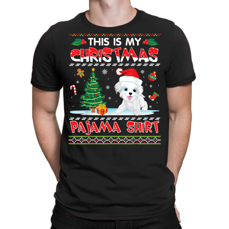 Morkie Dog Dancing On Snow Gift This Is My Christmas Pajama T Shirt T-shirt | Artistshot