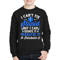 Paramedic Emt Can Sedate And Paralyze Stupid Funny Ems T Shirt Youth Sweatshirt | Artistshot