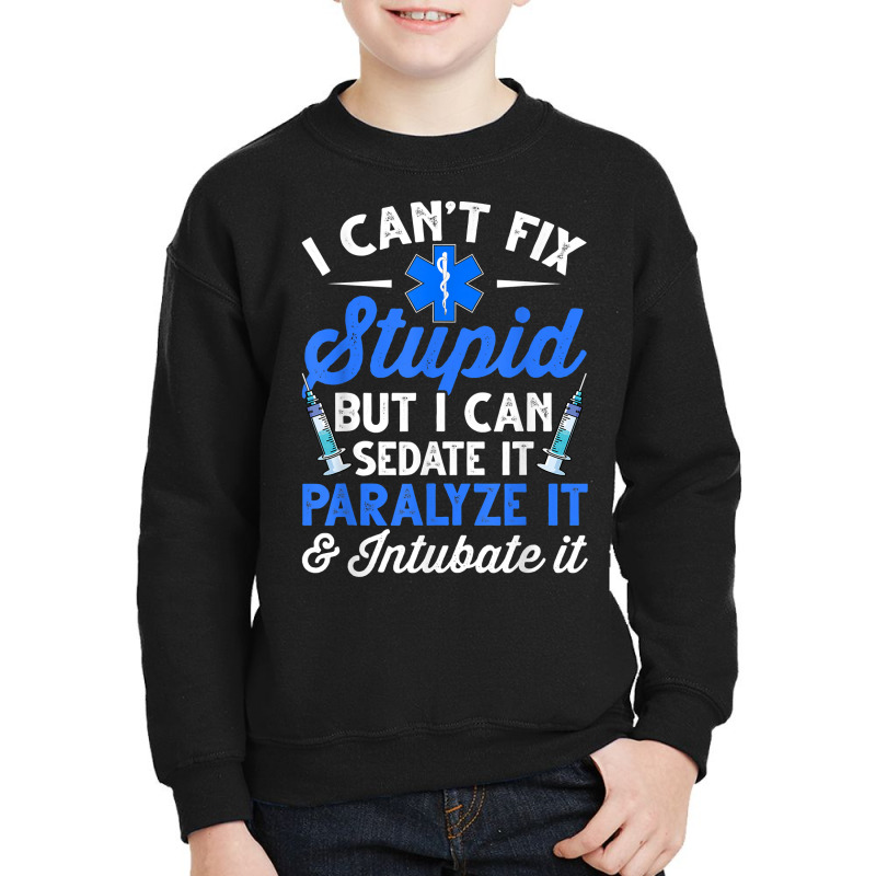 Paramedic Emt Can Sedate And Paralyze Stupid Funny Ems T Shirt Youth Sweatshirt by cm-arts | Artistshot