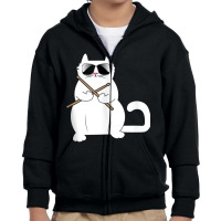 Cat Drummer Music Lover Musician Instrumentalist Kitty Tank Top Youth Zipper Hoodie | Artistshot