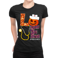 Love Triage Nurse Life Nurse Halloween Pumpkin Costume Ladies Fitted T-shirt | Artistshot