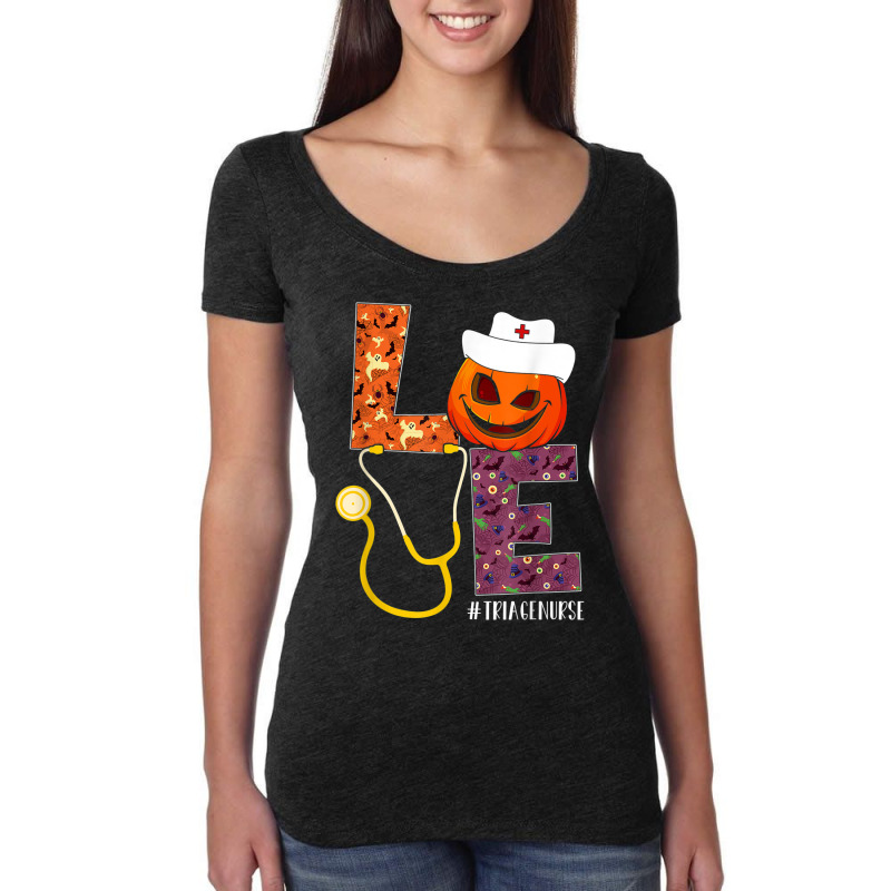 Love Triage Nurse Life Nurse Halloween Pumpkin Costume Women's Triblend Scoop T-shirt by Uniform | Artistshot