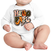 Retro Groovy Hello Fall Autumn Vibes Lightning Bolt T Shirt Long Sleeve Baby Bodysuit | Artistshot