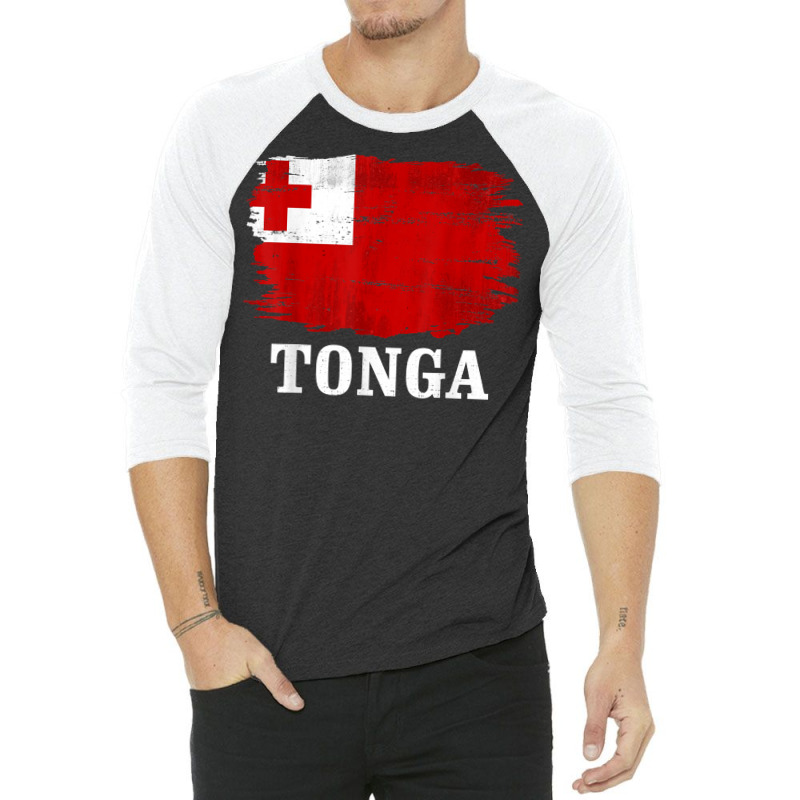 Vintage Tonga Flag For Tongan Gift T Shirt 3/4 Sleeve Shirt by cm-arts | Artistshot