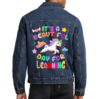 Its Beautiful Day 4 Learning Unicorn Teacher Student Women Men Denim Jacket | Artistshot