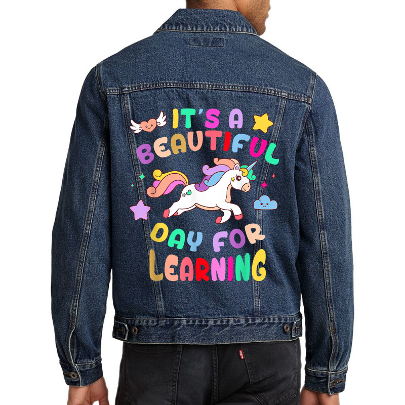 Its Beautiful Day 4 Learning Unicorn Teacher Student Women Men Denim Jacket | Artistshot