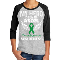 Hero Now Angel  Organ Donation Awareness Supporter Ribbon Youth 3/4 Sleeve | Artistshot