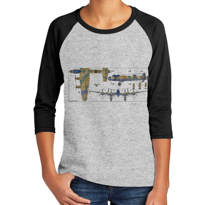 Lancaster Bomber British Ww2 Plane Color Diagrams Gift Youth 3/4 Sleeve by Kanmosrin52 | Artistshot