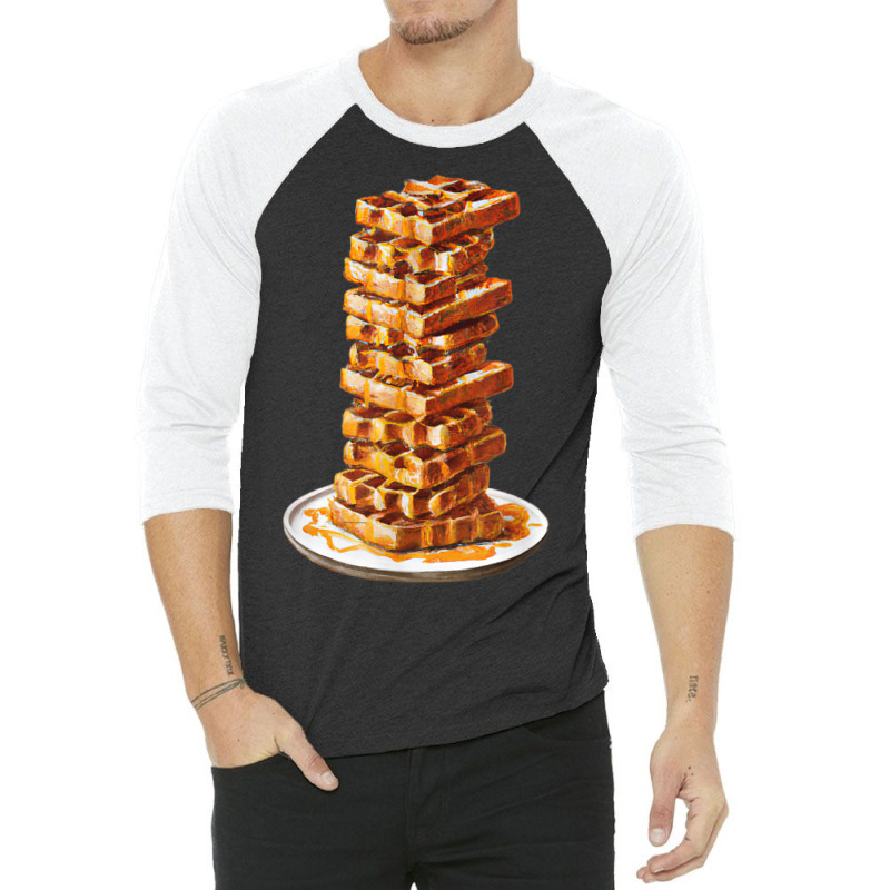 Tall Stack Of Waffles And Syrup 3/4 Sleeve Shirt by Outpost | Artistshot