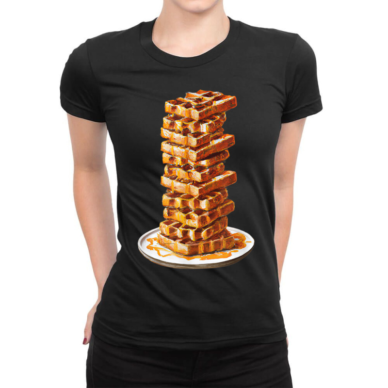 Tall Stack Of Waffles And Syrup Ladies Fitted T-Shirt by Outpost | Artistshot