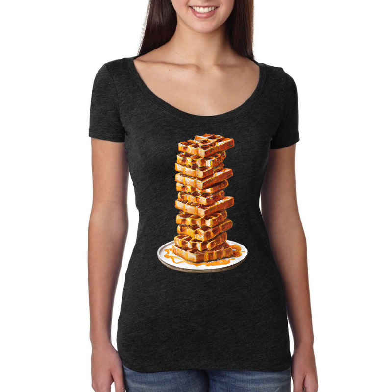 Tall Stack Of Waffles And Syrup Women's Triblend Scoop T-shirt by Outpost | Artistshot