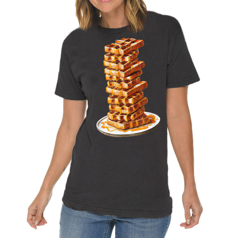 Tall Stack Of Waffles And Syrup Vintage T-Shirt by Outpost | Artistshot