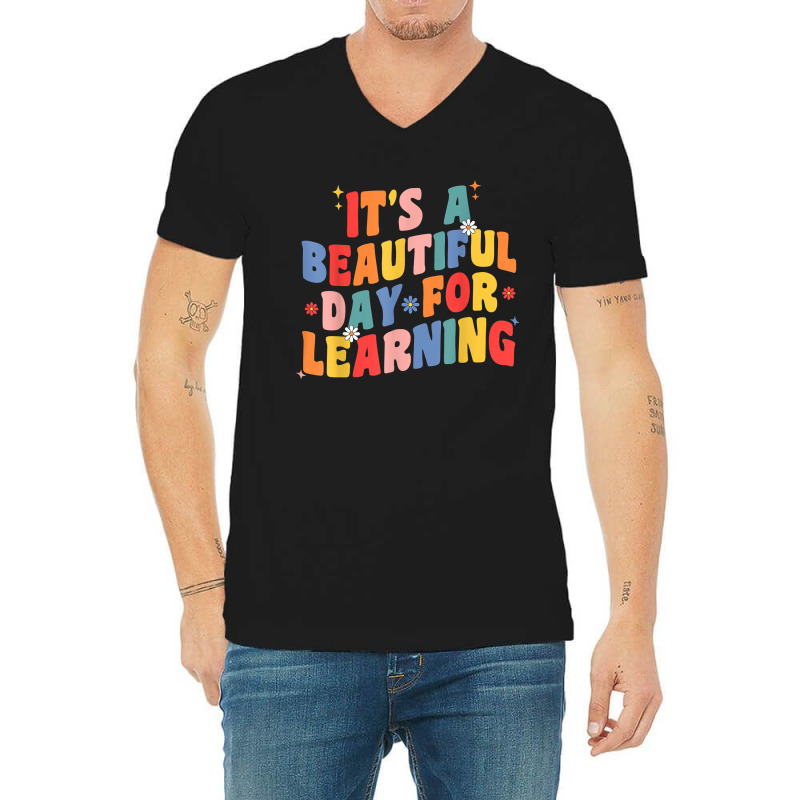 Its Beautiful Day For Learning Retro Teacher Students Women V-neck Tee | Artistshot