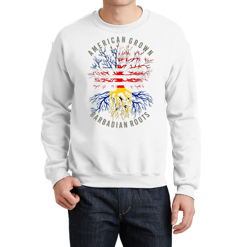 American Grown Barbadian Roots Usa Barbados Flag Heritage T Shirt Crewneck Sweatshirt by MG91 | Artistshot