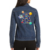 8th Birthday Astronaut Eight Bday Celebration Planet Ladies Denim Jacket | Artistshot