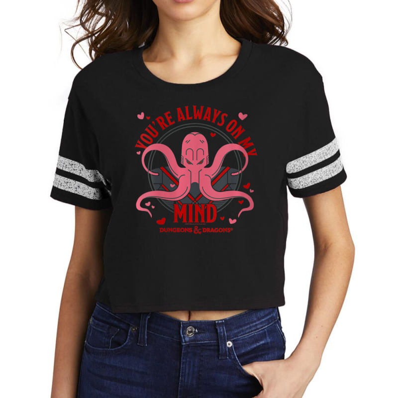 Womens Dungeons & Dragons Valentine's Day Mind Flayer Hearts V-neck Scorecard Crop Tee | Artistshot