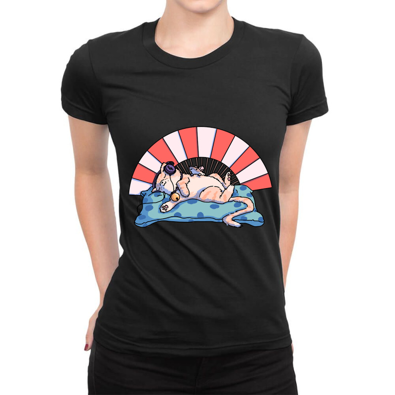 Fluffy Sleepy Cat Ladies Fitted T-Shirt by Kanmopsuk45 | Artistshot