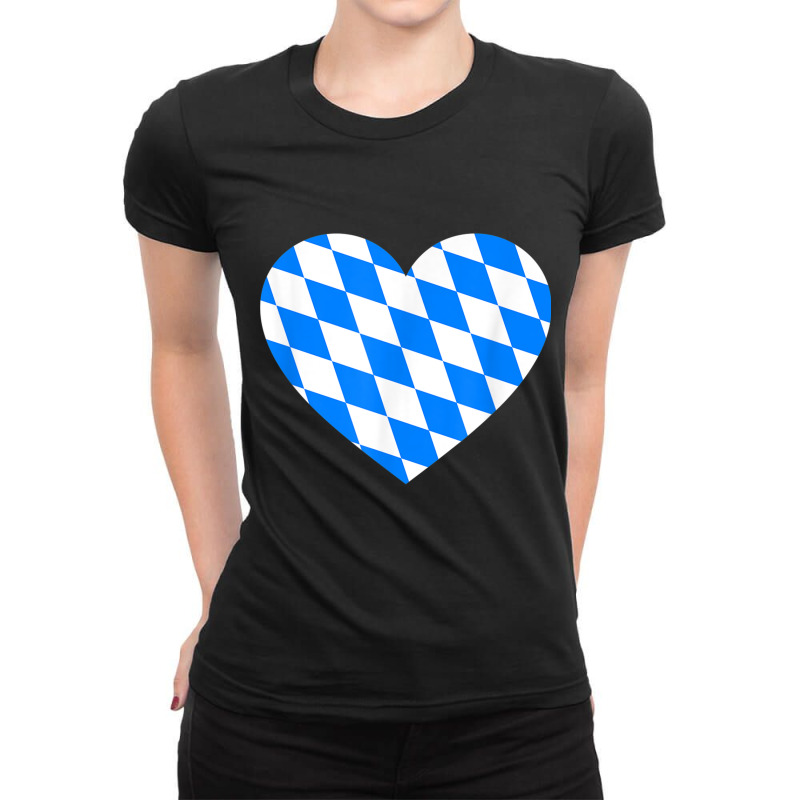 Love Germany State Bavaria Flag Colors Blue Diamonds T Shirt Ladies Fitted T-Shirt by cm-arts | Artistshot