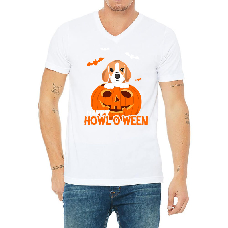 Cute Halloween Beagle Dog Pumpkin Costumes Thanksgiving V-neck Tee | Artistshot