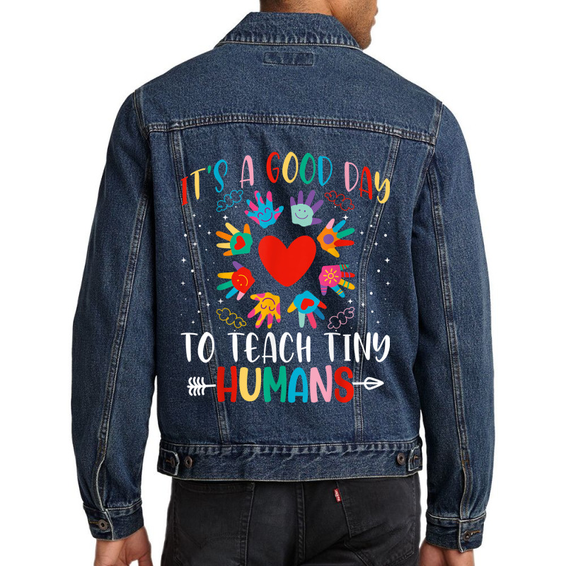 Its Good Day To Teach Tiny Humans Daycare Provider Teacher Thanksgivin Men Denim Jacket | Artistshot