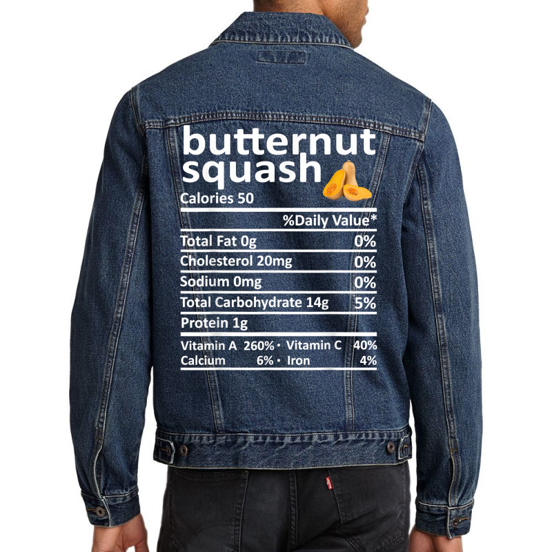 Butternut Squash Nutrition Food Thanksgiving Funny Christmas T Shirt Men Denim Jacket by cm-arts | Artistshot