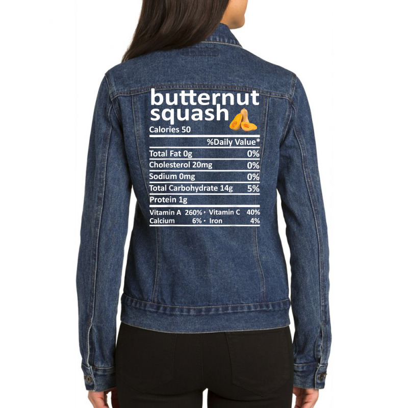 Butternut Squash Nutrition Food Thanksgiving Funny Christmas T Shirt Ladies Denim Jacket by cm-arts | Artistshot