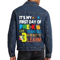 Its My First Day Of Pre-k I Am 3 Years Old Ready To Learn Men Denim Jacket | Artistshot