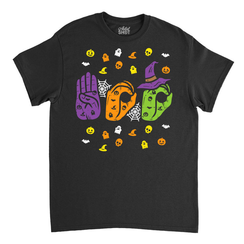 Boo Hands American Sign Language Pride Asl Halloween T Shirt Classic T-shirt by MG91 | Artistshot