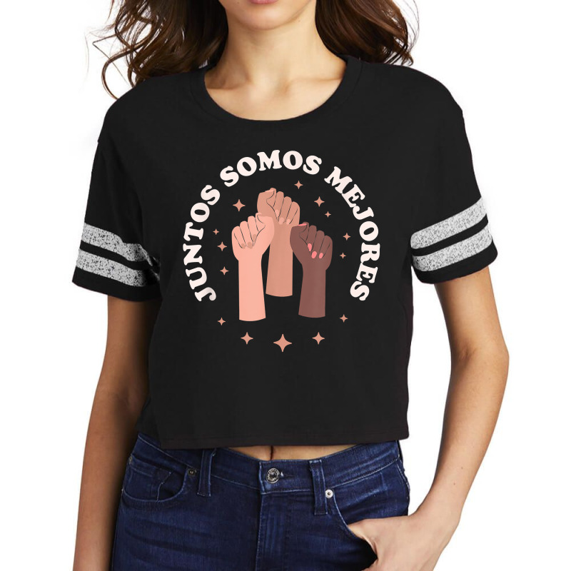 Juntos Somos Mejores Bilingual Spanish Teacher Melanin Scorecard Crop Tee by BonnieTori | Artistshot