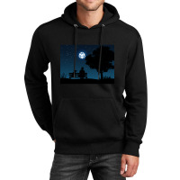 Lonely Man Under The D20 Dice Moon Rpg Night Roleplaying Landscapes Unisex Hoodie | Artistshot