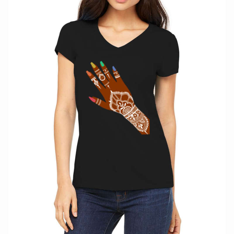 Pride Henna, Long Women's V-Neck T-Shirt by cm-arts | Artistshot