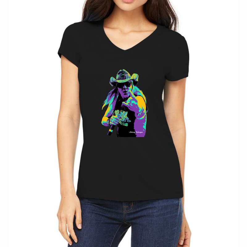 Johnny Solinger - Essential Popart Style Tributte Johnny Solinger Women's V-Neck T-Shirt by cm-arts | Artistshot