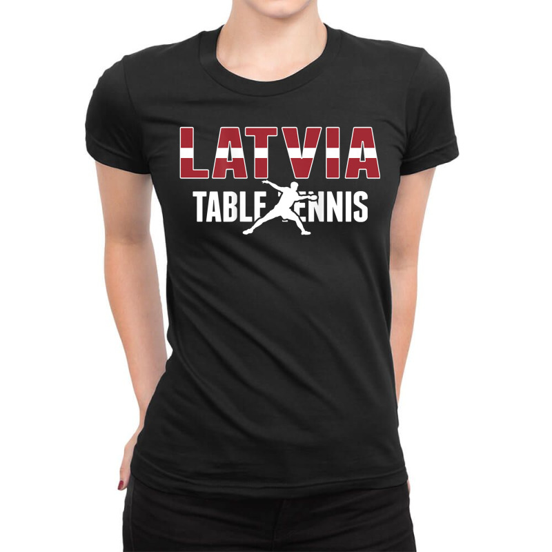 Latvia Table Tennis Fans Jersey Latvian Ping Pong Lovers Ladies Fitted T-Shirt by Fashonus | Artistshot