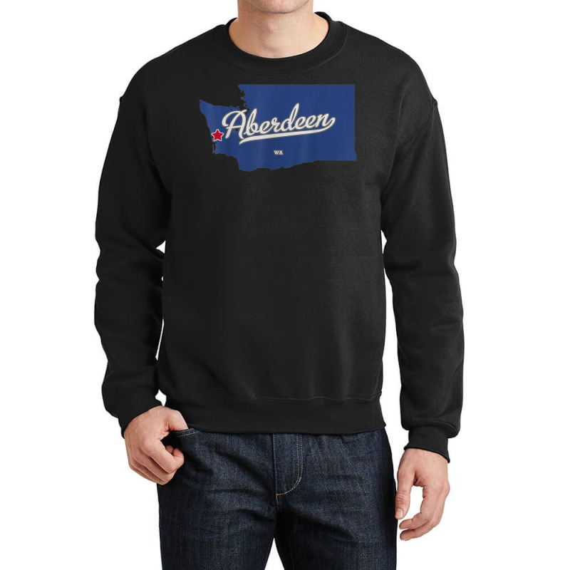 Aberdeen Washington Wa Map Crewneck Sweatshirt | Artistshot