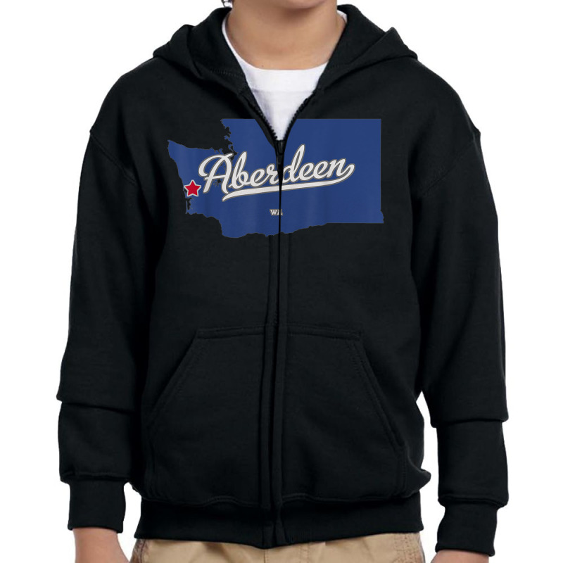 Aberdeen Washington Wa Map Youth Zipper Hoodie | Artistshot