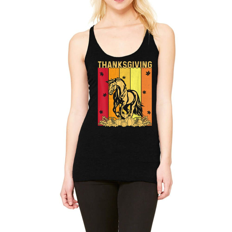 Thanksgiving Retro Horse Matching Family Pajamas Racerback Tank by Color | Artistshot