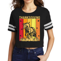 Thanksgiving Retro Horse Matching Family Pajamas Scorecard Crop Tee | Artistshot